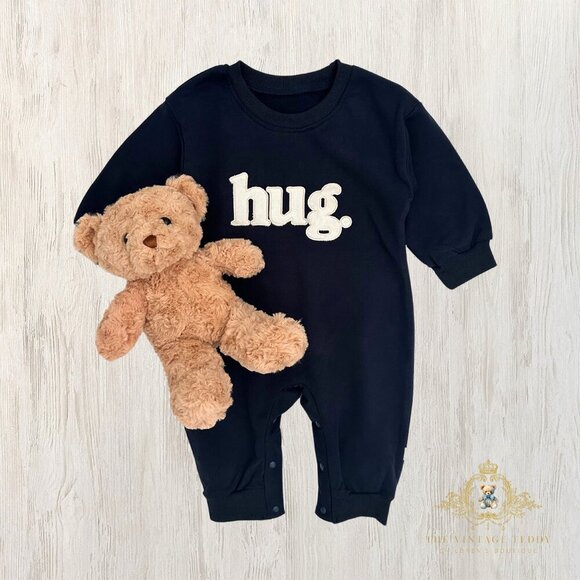 Other - NWT Unisex One-Piece Bodysuit Sweatsuit Long Sleeve Romper Embroidery Hugs 9-12M